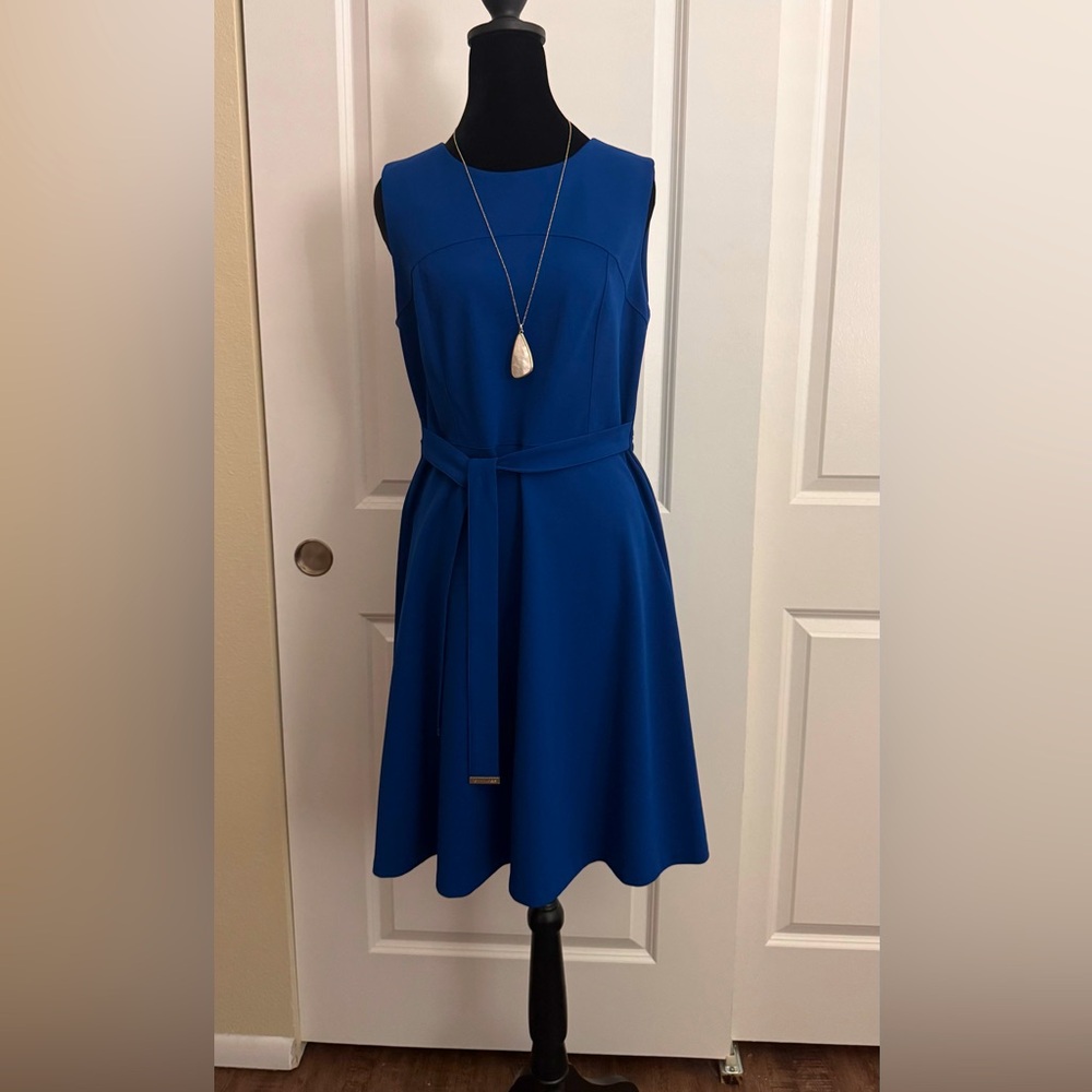 Tommy Hilfiger Cobalt Blue Midi Dress with Belt